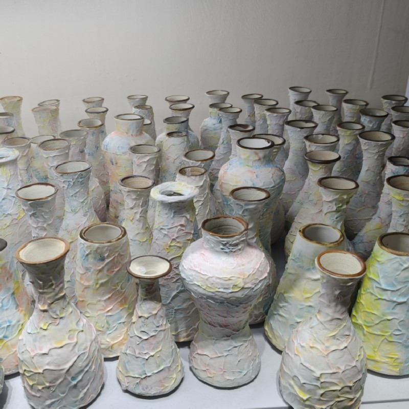 Handmade Cream Ice Cream Ceramic Vase