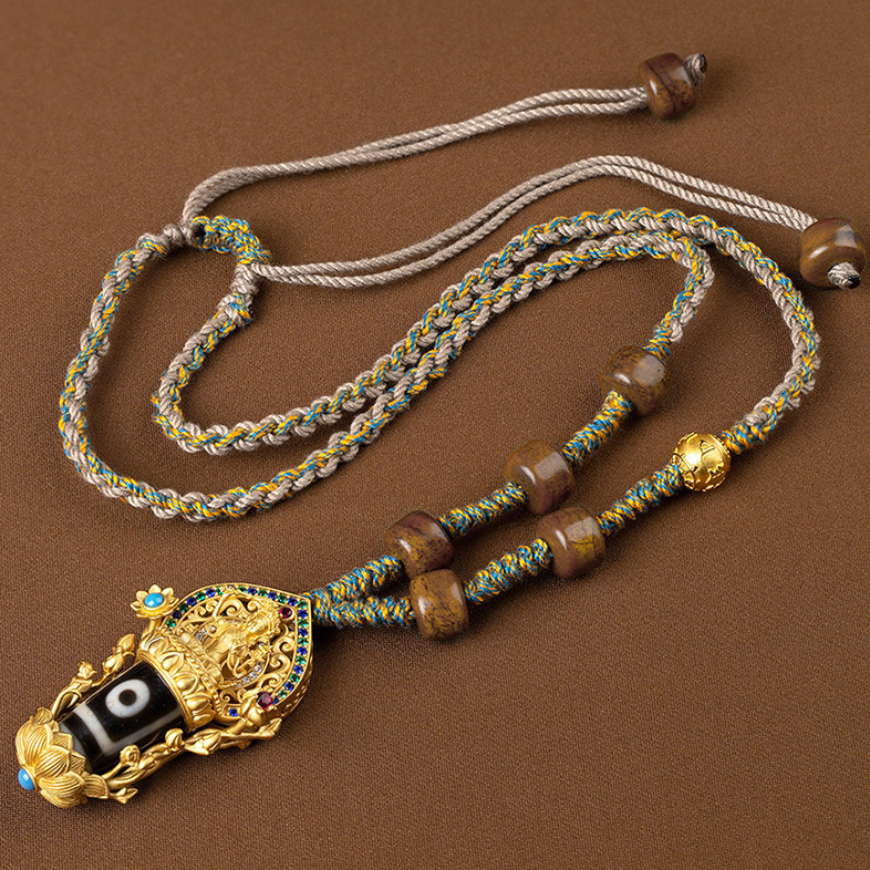Tibetan Nine-Eyed Dzi Bead Pendant