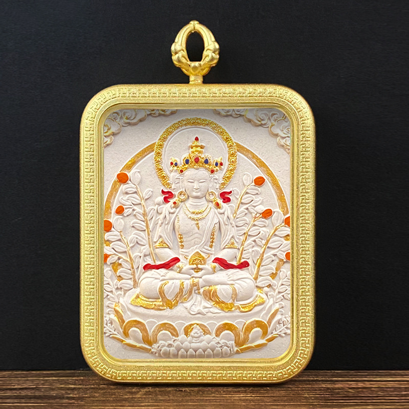 Collection Tibetan Style Incense Ash Dot Painting Thangka Buddha Pendant