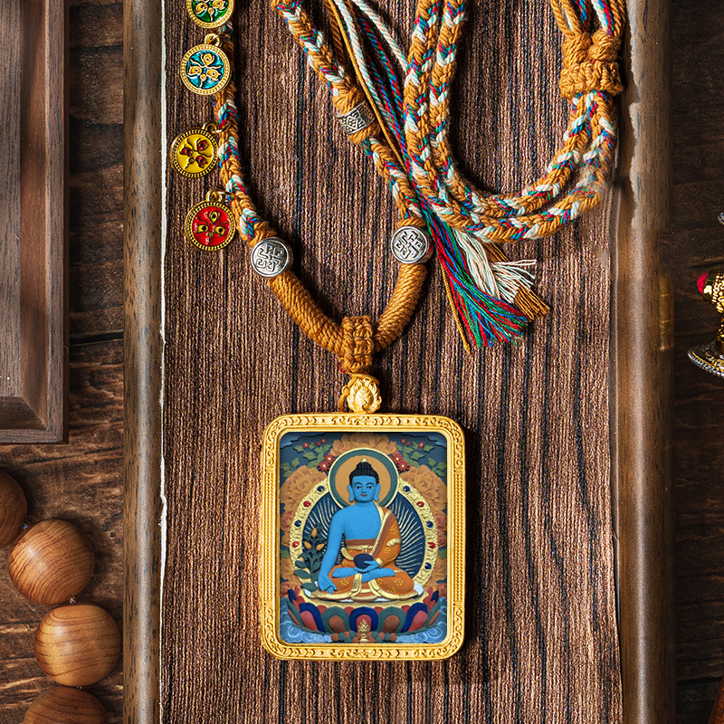 Hand-painted Pendant Six-Word Mantra Thangka
