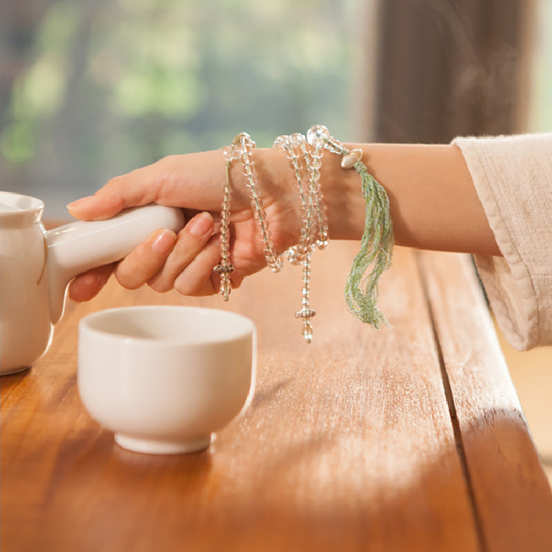 White crystal 108 beads Buddhist prayer beads bracelet