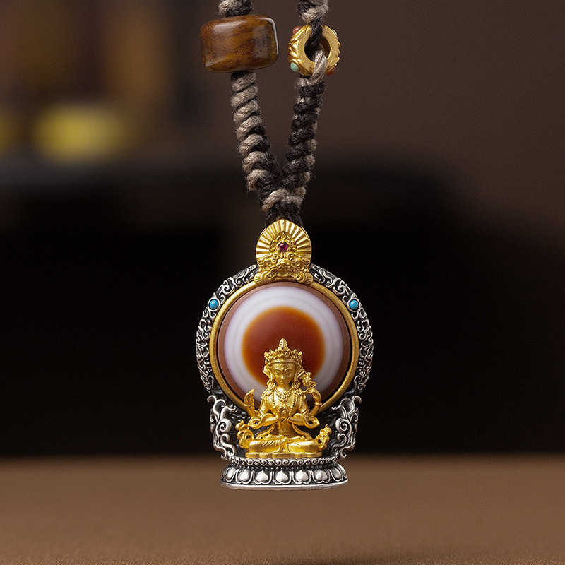 Tibetan Nine-Eyed Dzi Bead Pendant