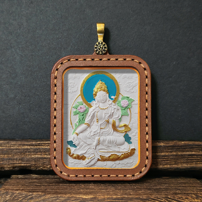 Collection Tibetan Style Incense Ash Dot Painting Thangka Buddha Pendant