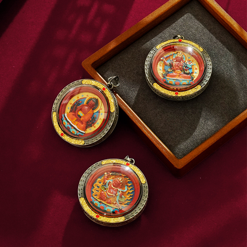 Cinnabar Thangka Hand-Painted Three-Dimensional Pendant