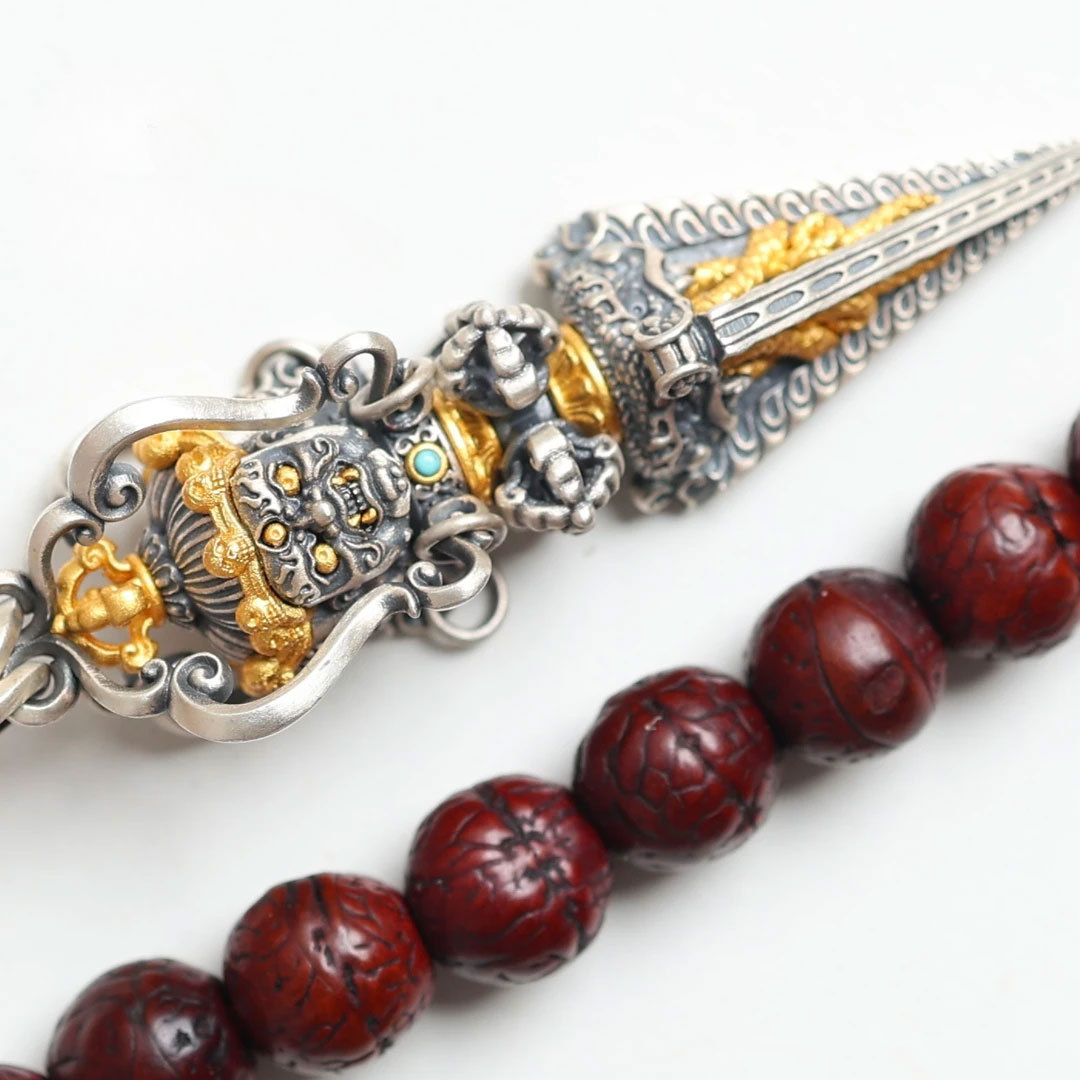 Tibetan Style Silver Vajra Pendant