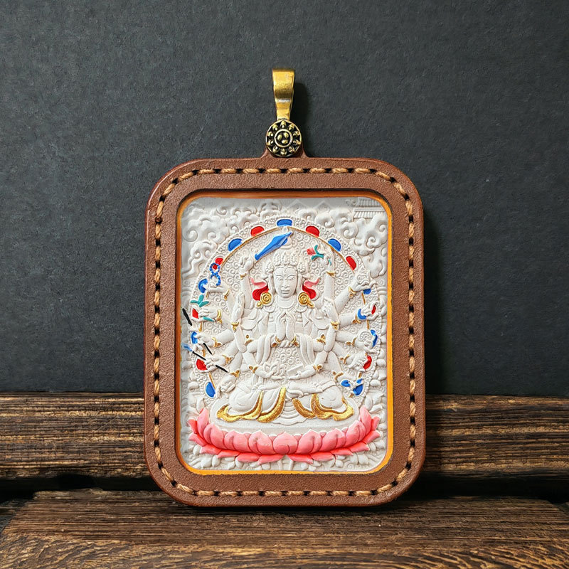 Collection Tibetan Style Incense Ash Dot Painting Thangka Buddha Pendant