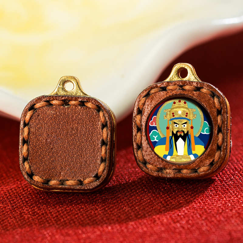 Leather Small Box Rubbing Painting Thangka Pendant