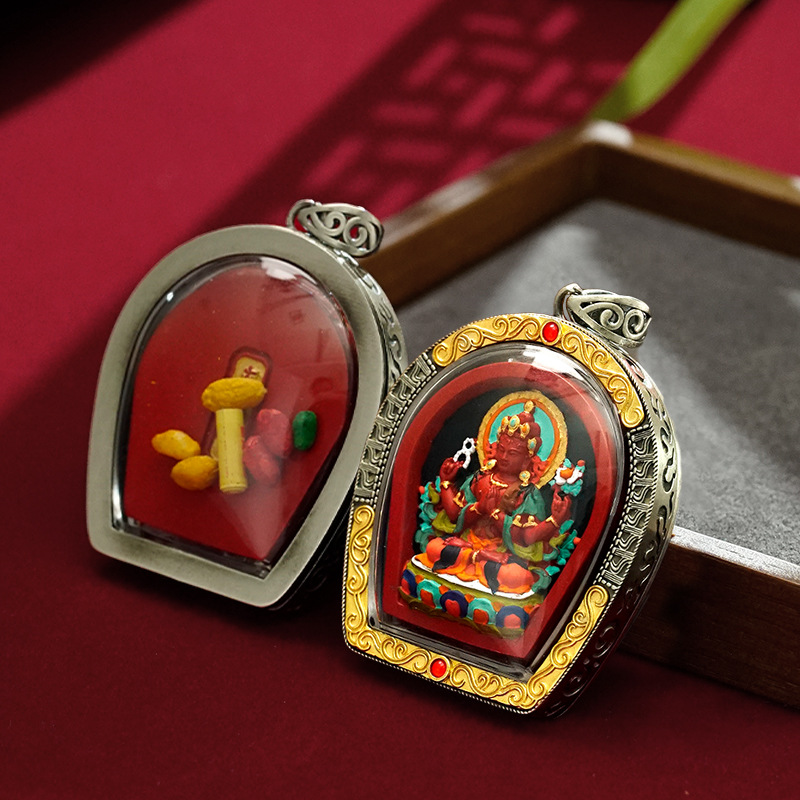 Cinnabar Hand-Painted Thangka Tibetan Pendant