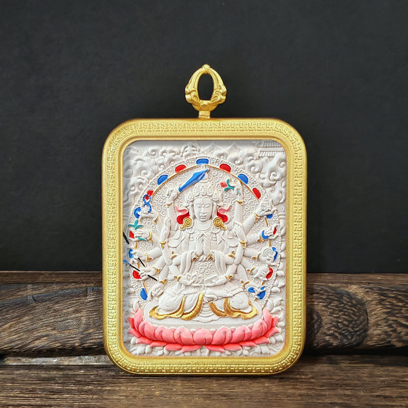 Collection Tibetan Style Incense Ash Dot Painting Thangka Buddha Pendant