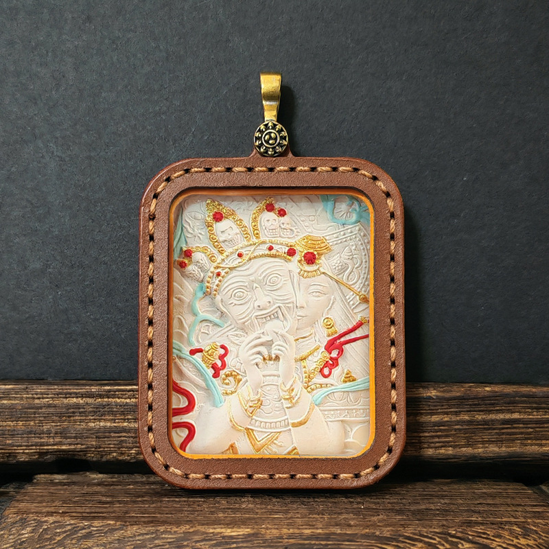 Collection Tibetan Style Incense Ash Dot Painting Thangka Buddha Pendant