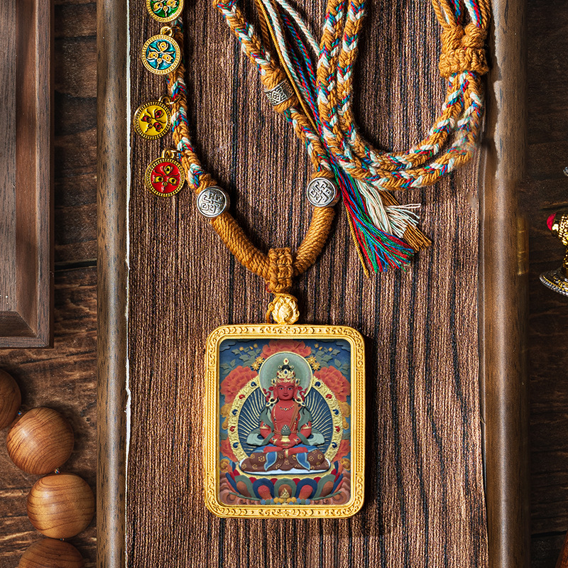 Hand-painted Pendant Six-Word Mantra Thangka