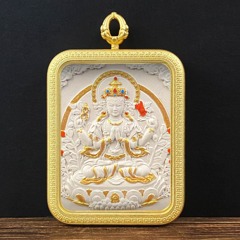 Collection Tibetan Style Incense Ash Dot Painting Thangka Buddha Pendant