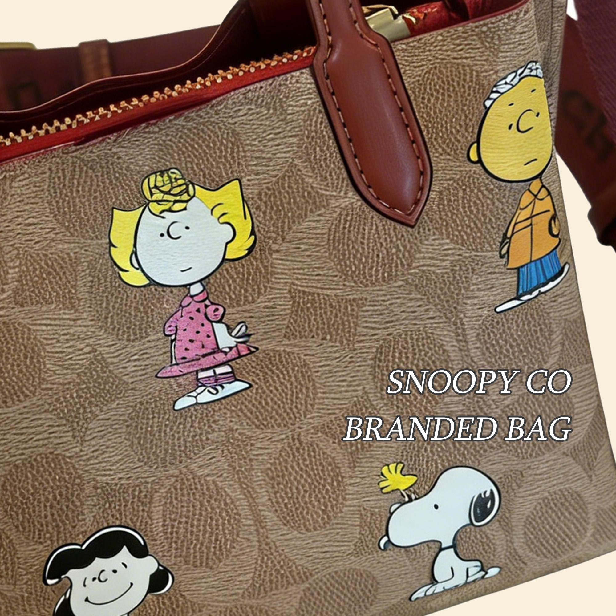 Mini cartoon tote bag with vintage design, cute everyday shoulder bag
