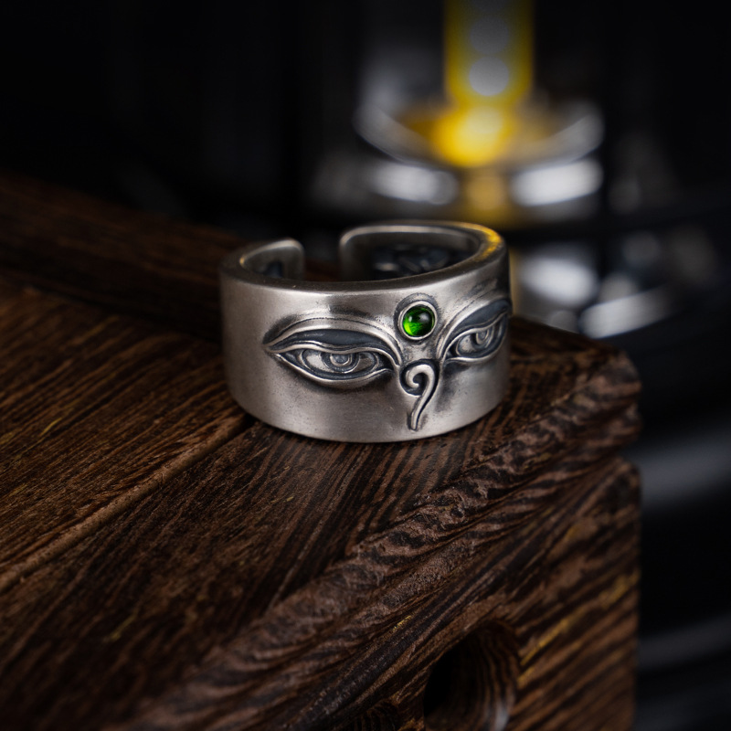 Tibetan Pure Silver Green Tara Ring