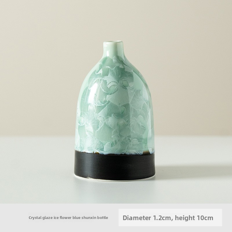 Crystal Glaze Ice Flower Green Ceramic Vase