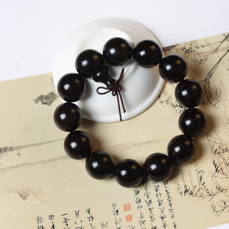 Selected Old Material Ebony Single Strand Bracelet