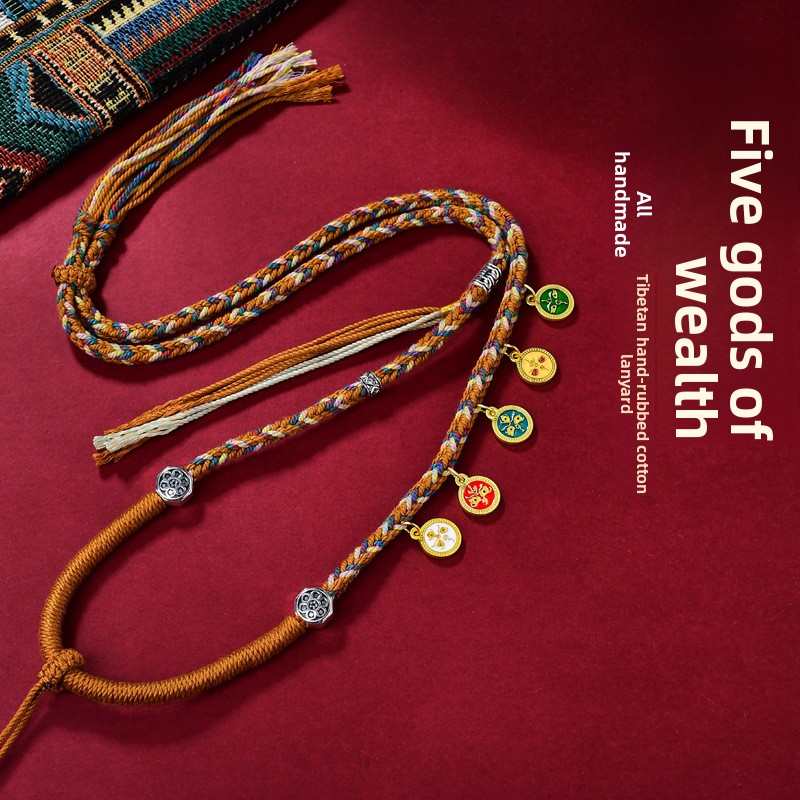 Tibetan Handmade Woven Thangka Pendant Necklace Cord