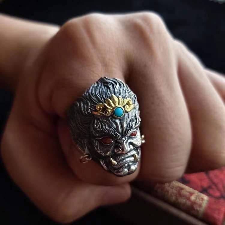 Tibetan Silver Hand-Carved Inamori Ring