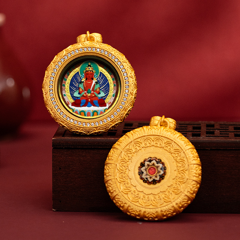 Hand-painted Thangka Brass Pendant