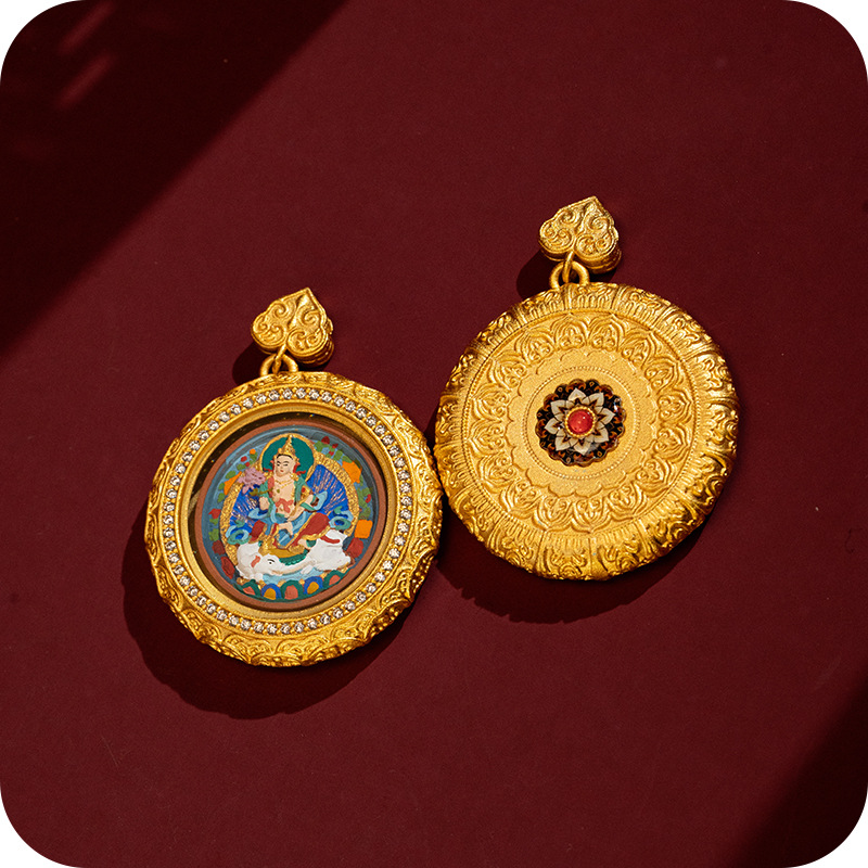 Hand-painted Thangka Brass Pendant