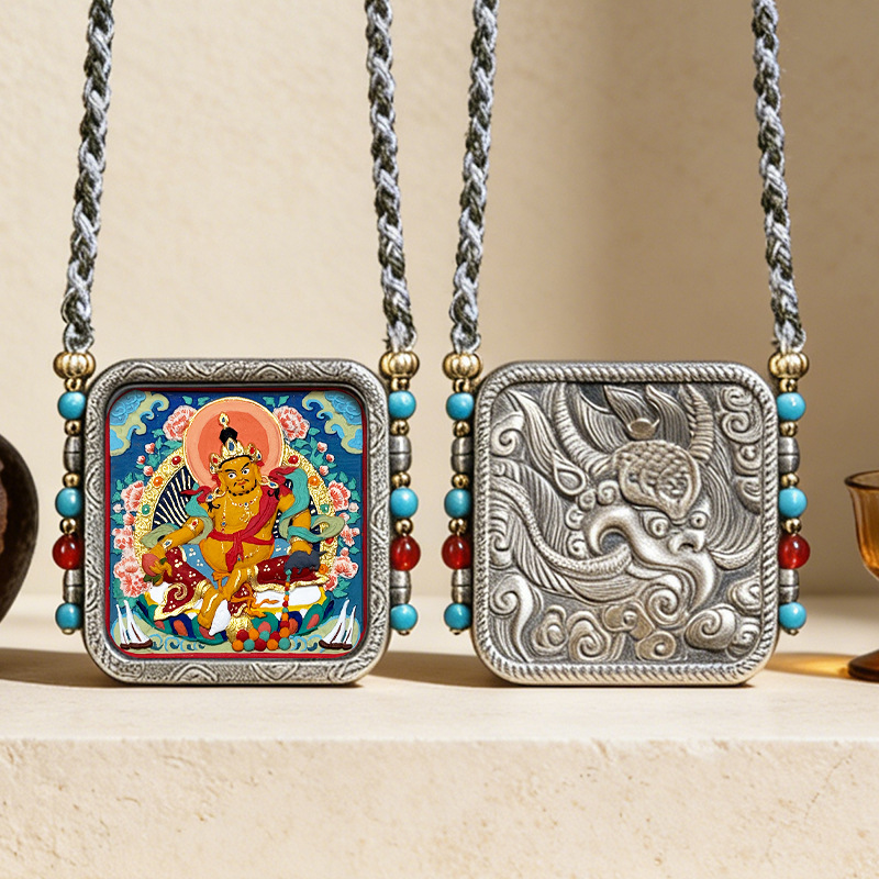 Tibetan Hand-painted Rubbing Three-dimensional Thangka Necklace