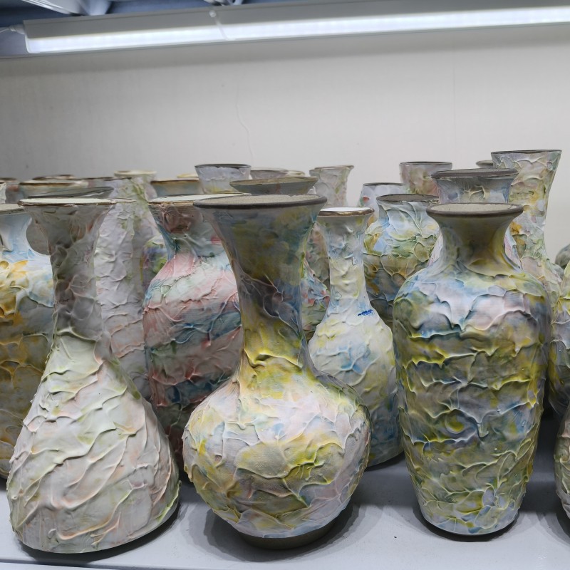 Handmade Cream Ice Cream Ceramic Vase