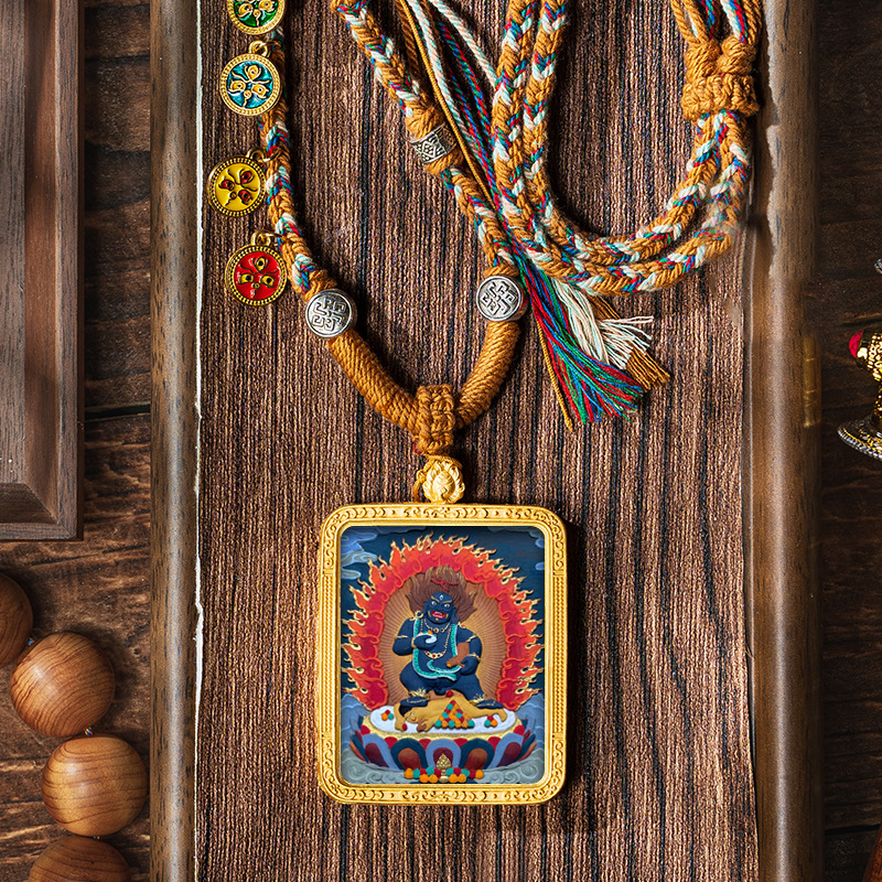 Hand-painted Pendant Six-Word Mantra Thangka