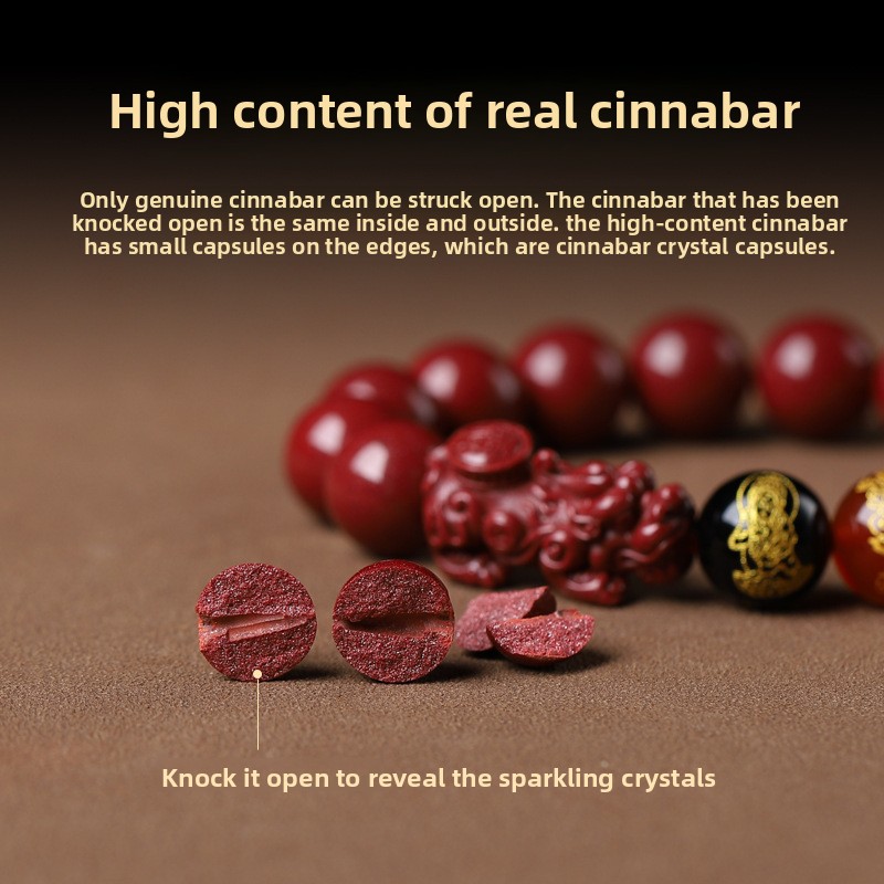 Collection Original Natural Cinnabar Bracelet Five Directions God of Wealth Bracelet Zodiac Year