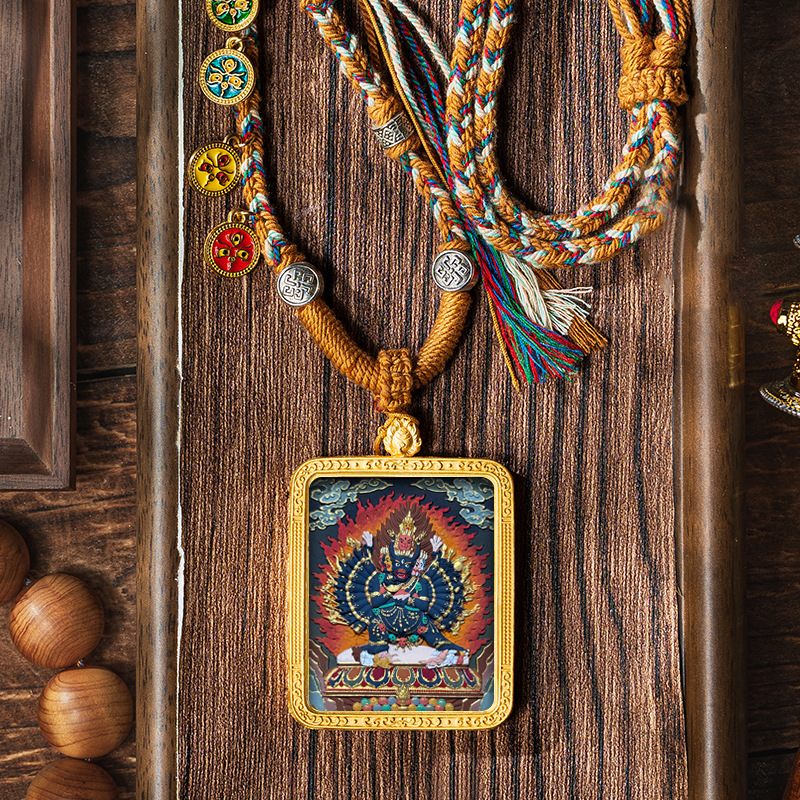 Hand-painted Pendant Six-Word Mantra Thangka