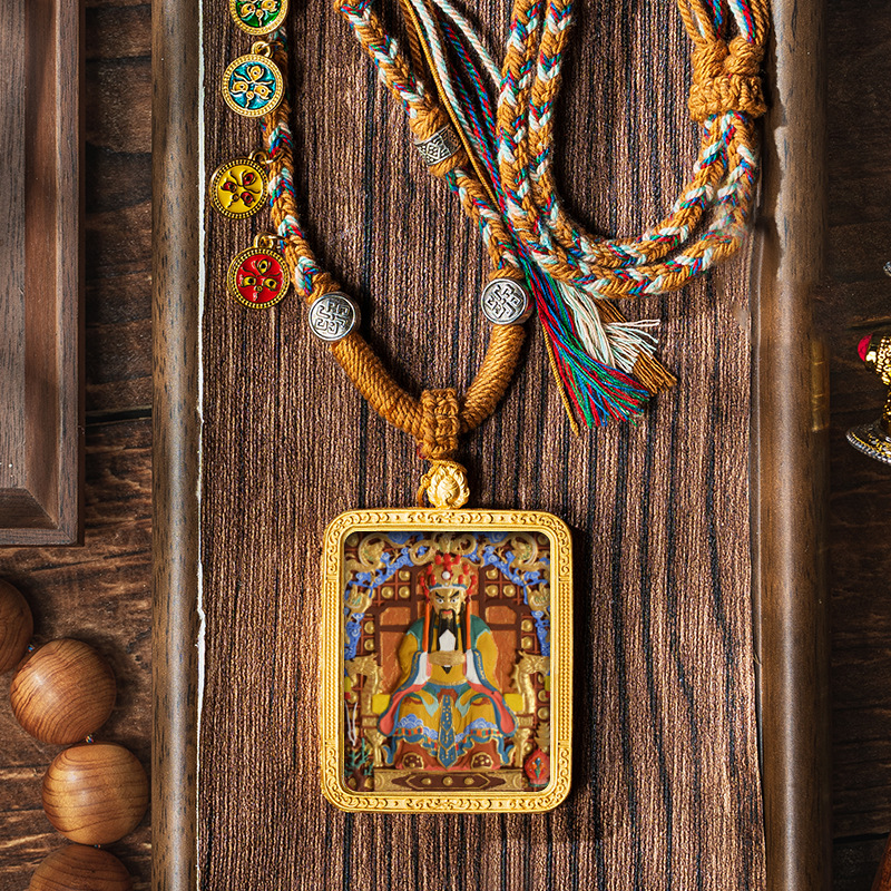 Hand-painted Pendant Six-Word Mantra Thangka