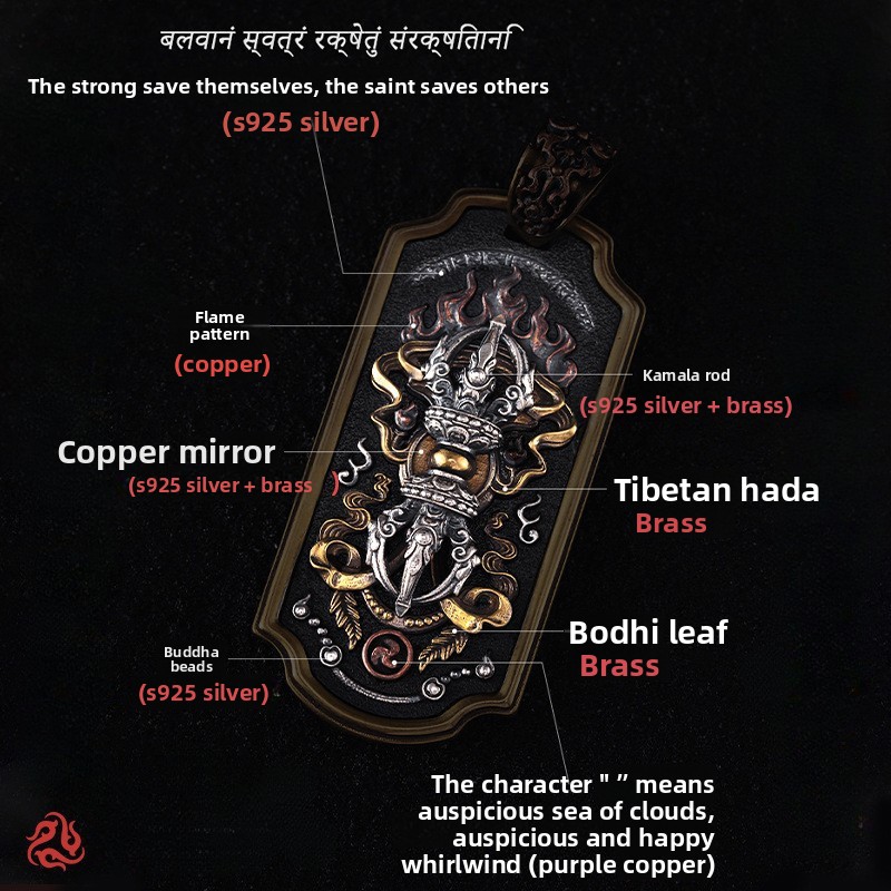 Tibetan Vajra Demon-Subduing Pestle Silver Pendant