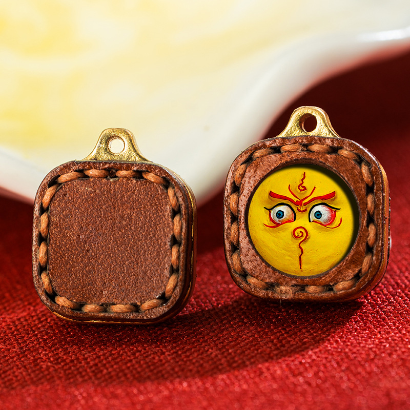 Leather Small Box Rubbing Painting Thangka Pendant