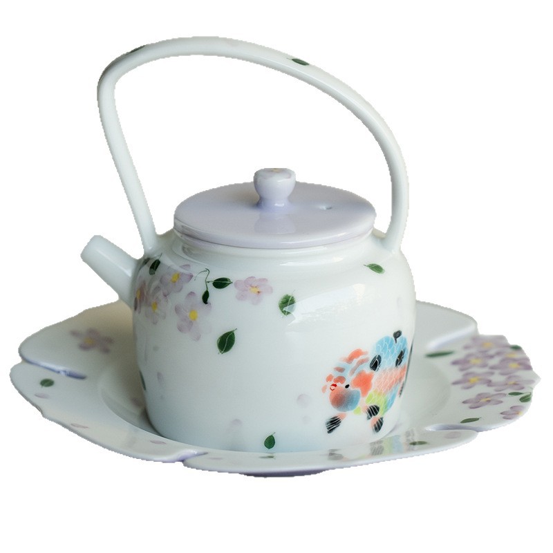 Hand-painted Colorful Goldfish Teapot Set