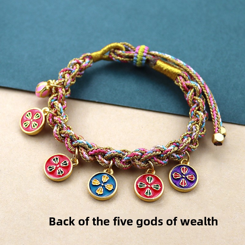 Tibetan Handmade Woven Five-Color Rope Five-Way God of Wealth