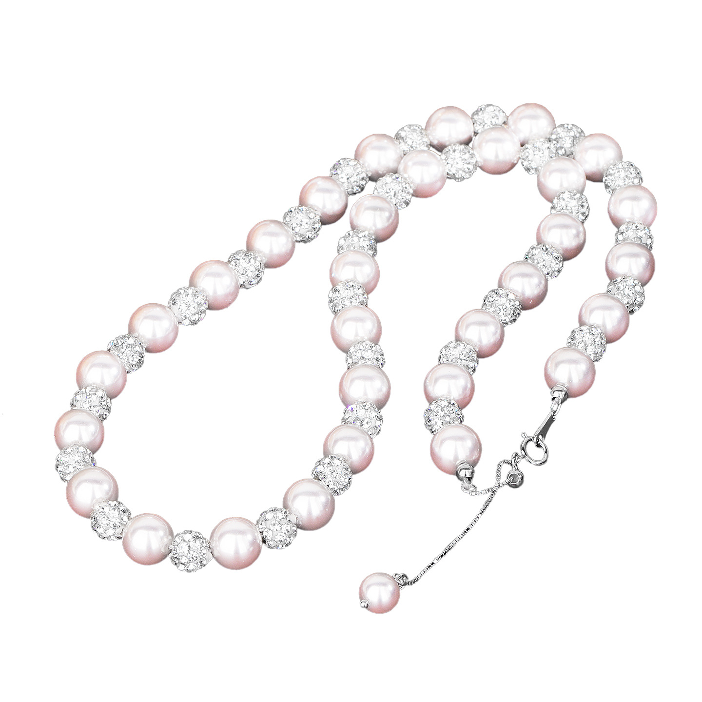 s925 Sterling Silver Manta Rose Color Pearl Necklace