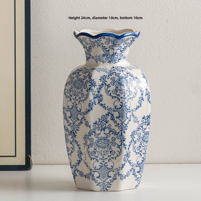 Blue and White Porcelain Vintage Ceramic Vase
