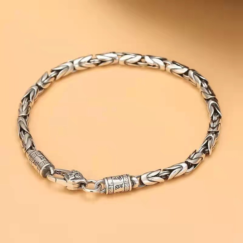 Tibetan Style Peace Pattern Silver Bracelet