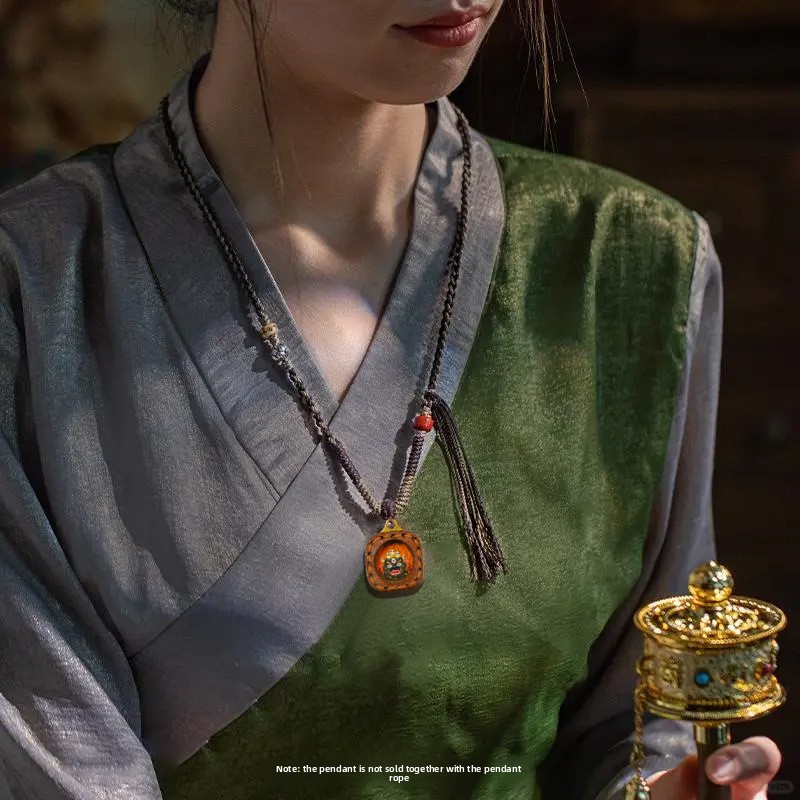 Leather Small Box Rubbing Painting Thangka Pendant