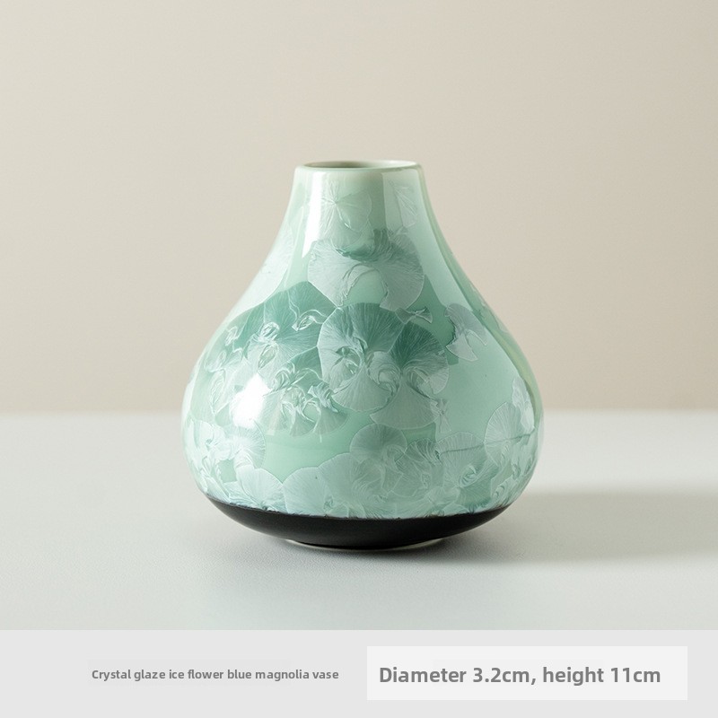 Crystal Glaze Ice Flower Green Ceramic Vase