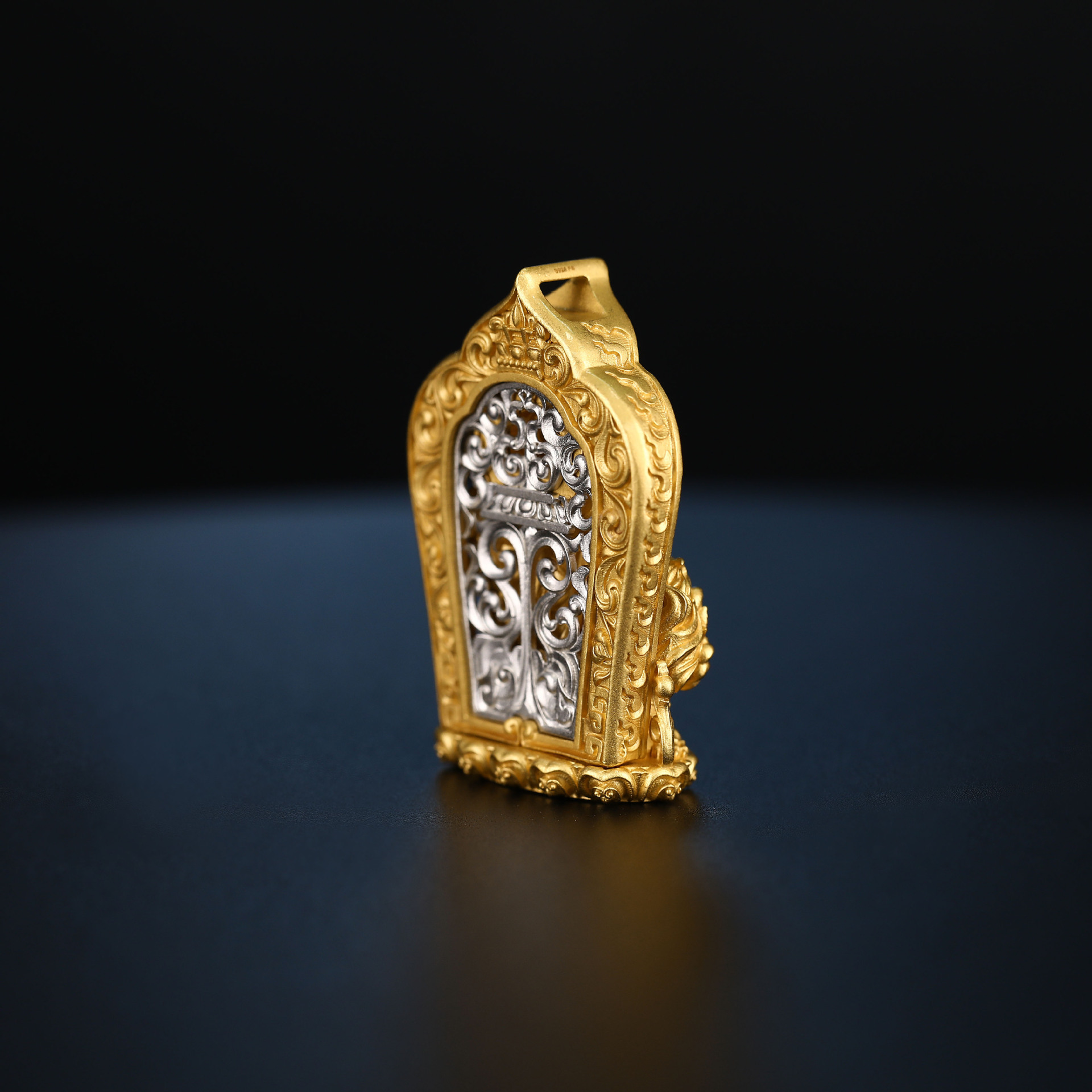 Tibetan Style Pure Silver Manjushri Bodhisattva Gold-Plated Silver Pendant