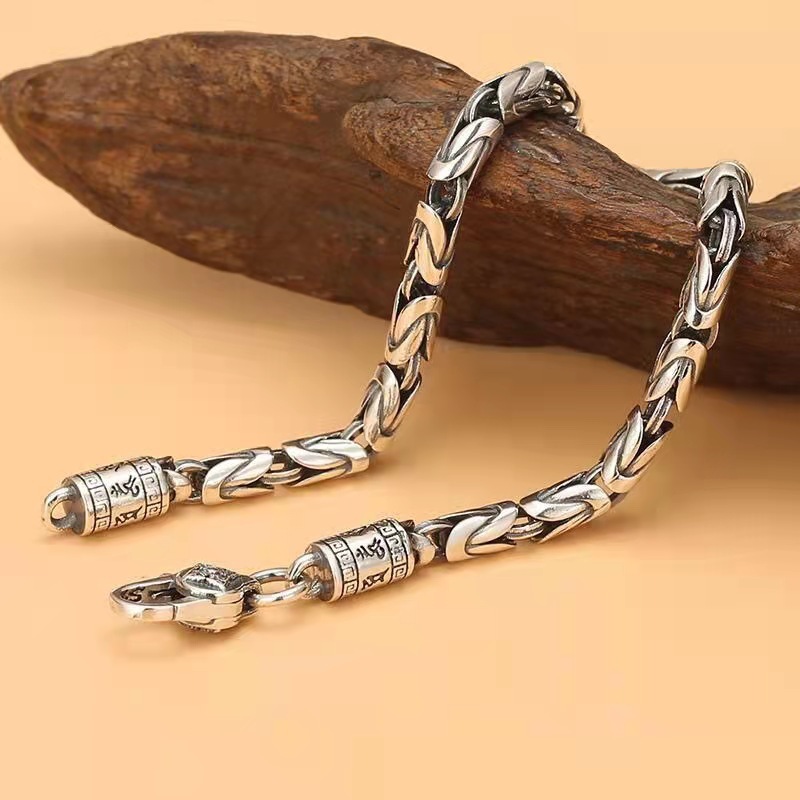 Tibetan Style Peace Pattern Silver Bracelet
