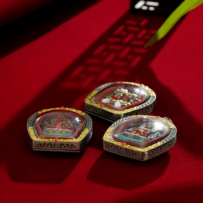 Cinnabar Hand-Painted Thangka Tibetan Pendant