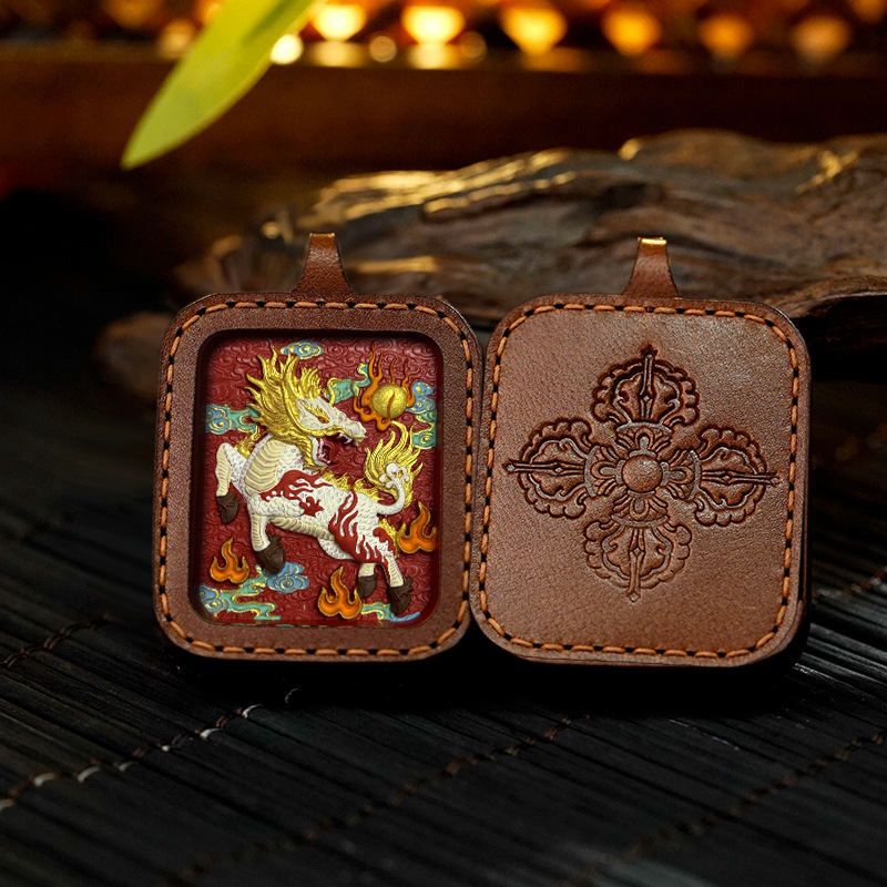Hand-painted Cinnabar Five Elements Thangka Pendant