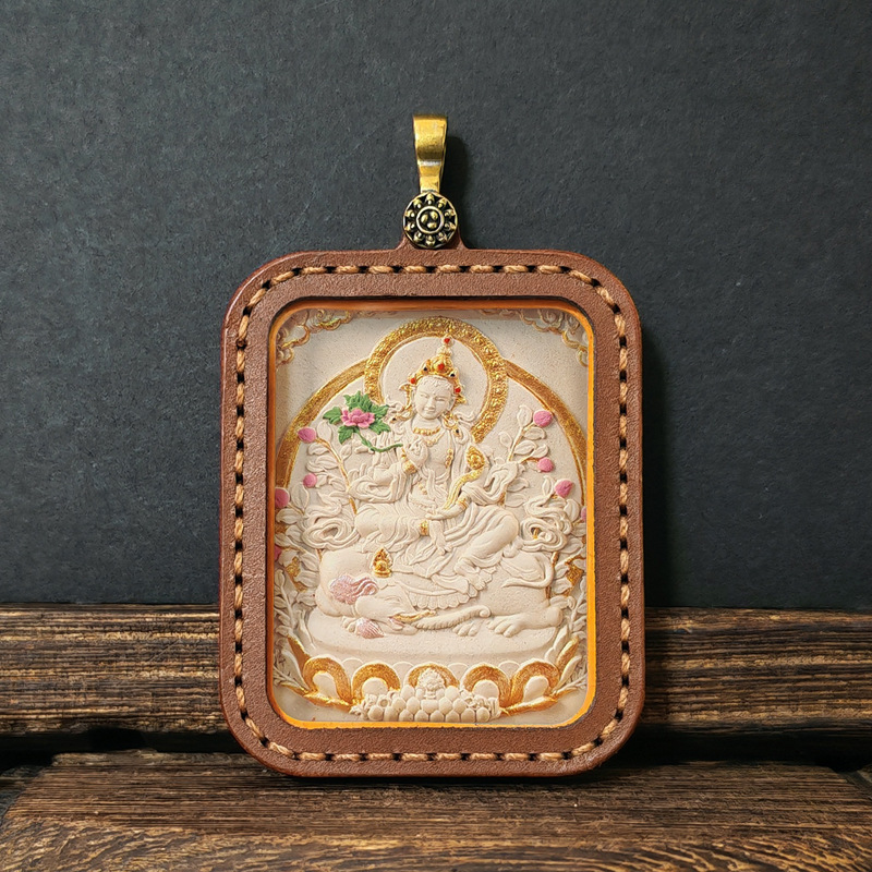 Collection Tibetan Style Incense Ash Dot Painting Thangka Buddha Pendant