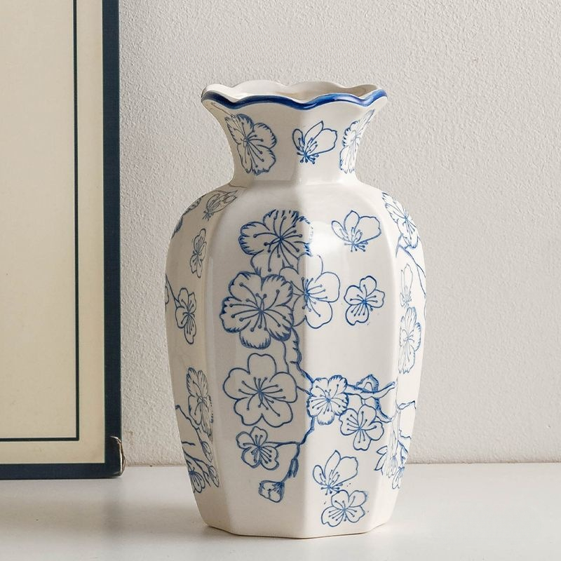 Blue and White Porcelain Vintage Ceramic Vase