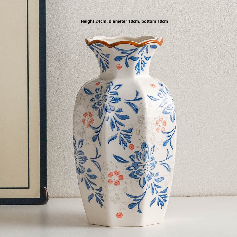 Blue and White Porcelain Vintage Ceramic Vase