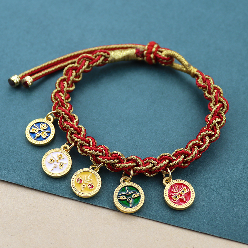 Tibetan Handmade Woven Five-Color Rope Five-Way God of Wealth