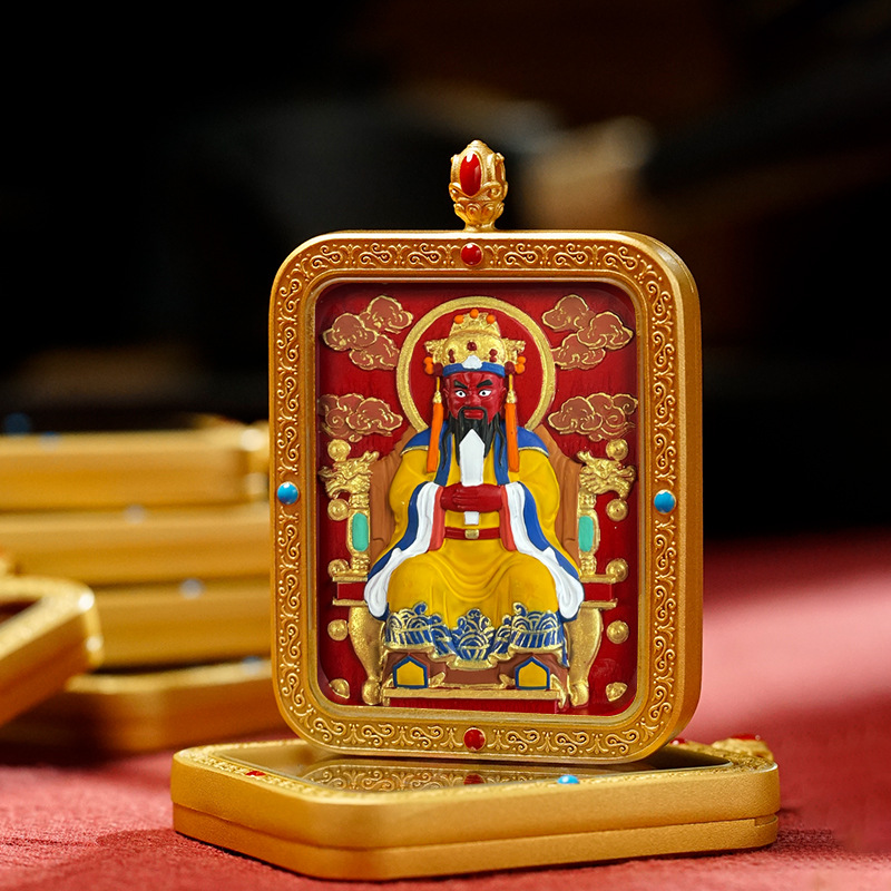 Collection of Cinnabar Tibetan Style Hand-painted Rubbing Thangka Pendant