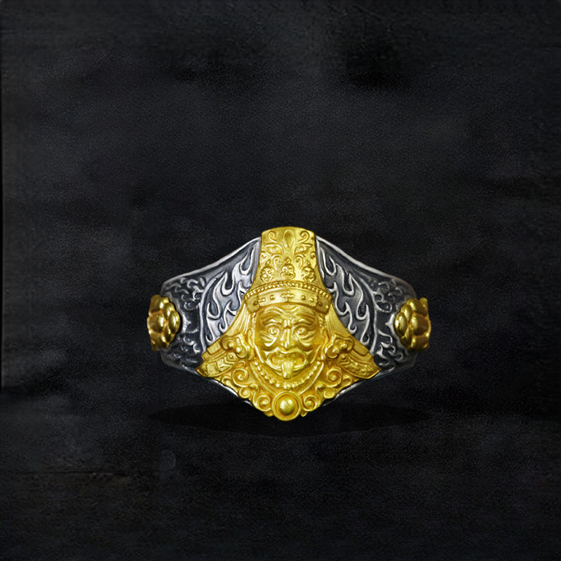 Sterling Silver Gold Plated Zakiram Tibetan Ring