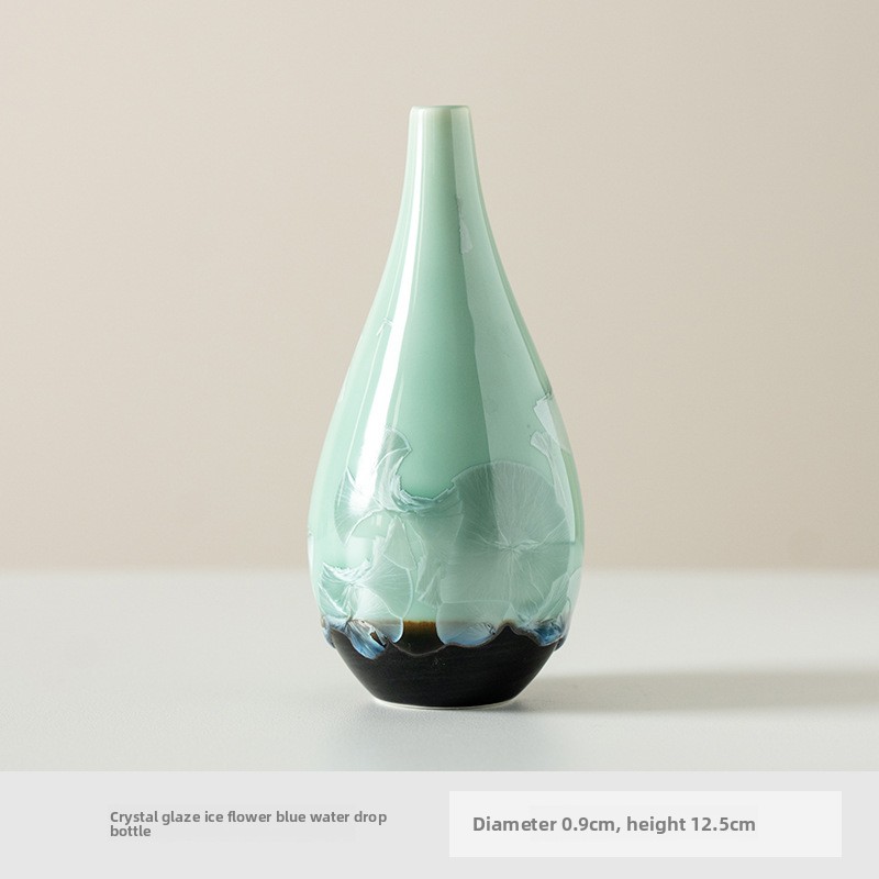Crystal Glaze Ice Flower Green Ceramic Vase